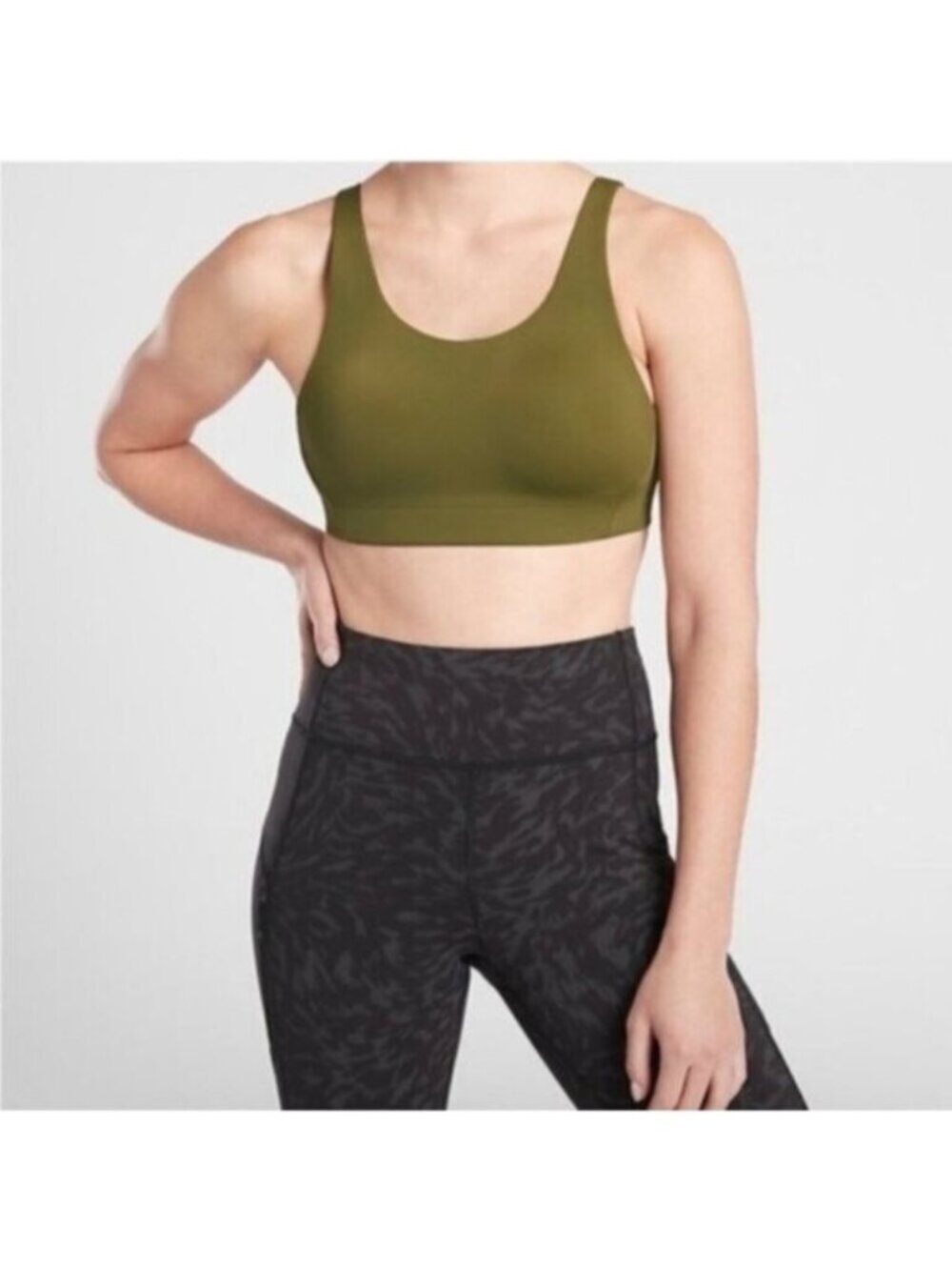 NWT Athleta Olive Green Advance Sprint Full Coverage Sports Bra Size 32B